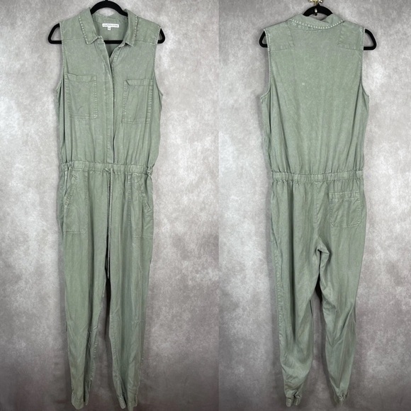Young Fabulous & Broke Sleeveless Utility Jumpsuit Washed Green Size L - Picture 1 of 11